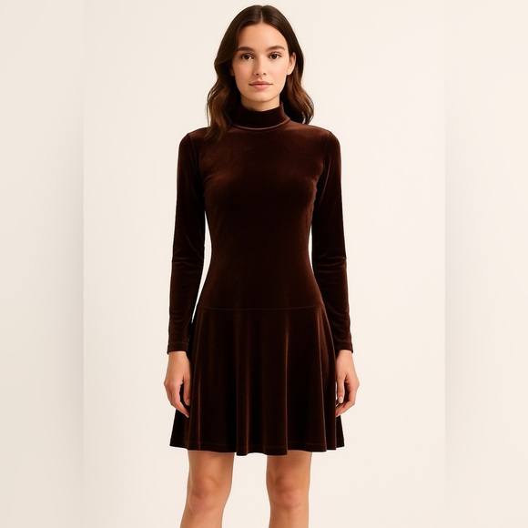 JOSEPH RIBKOFF Vintage Velvet Swing Dress Chocolate Brown Quiet Luxury Glam NWT - Picture 16 of 16